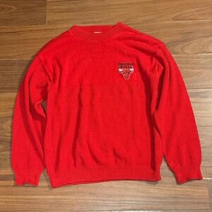 Vintage 90s Nutmeg Red Chicago Bulls NBA Knit Sweater Size Mens Medium